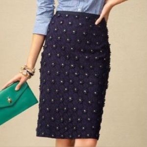 Talbots Eyelet Daisy Pencil Skirt Navy, Size 8